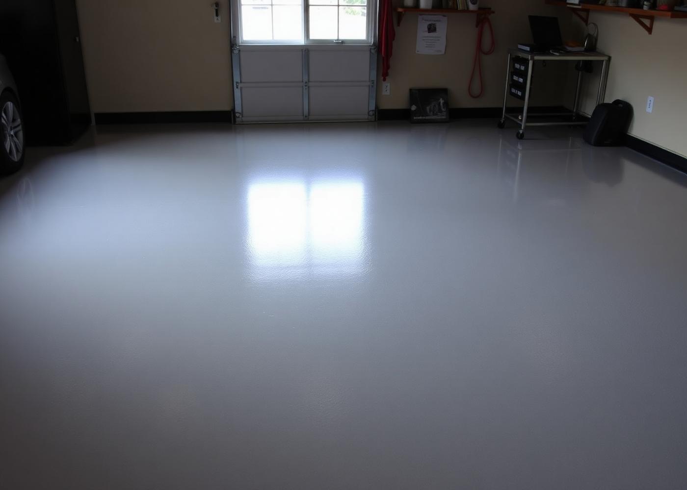 Completed polyurea floor coating in a residential garage — durable, seamless, and professionally installed in Dallas, TX